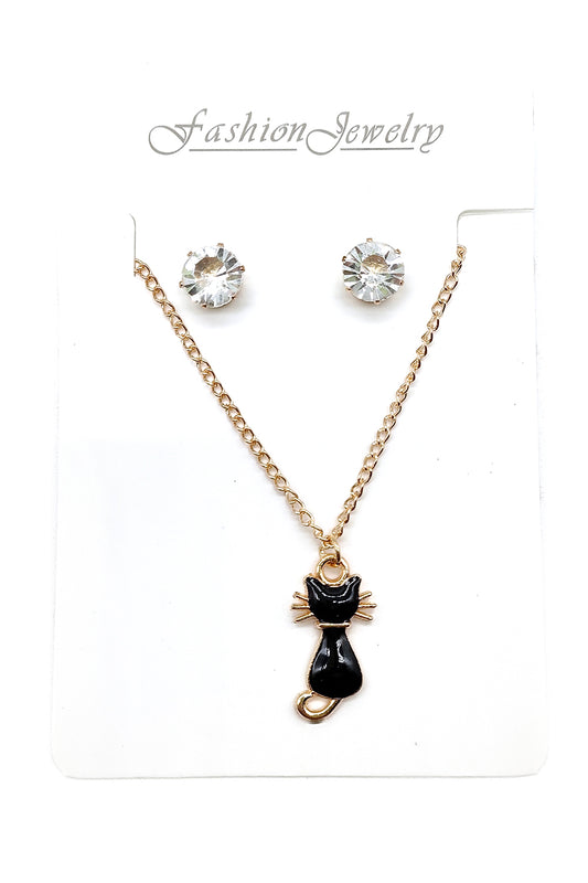 Cat Design Necklace Set