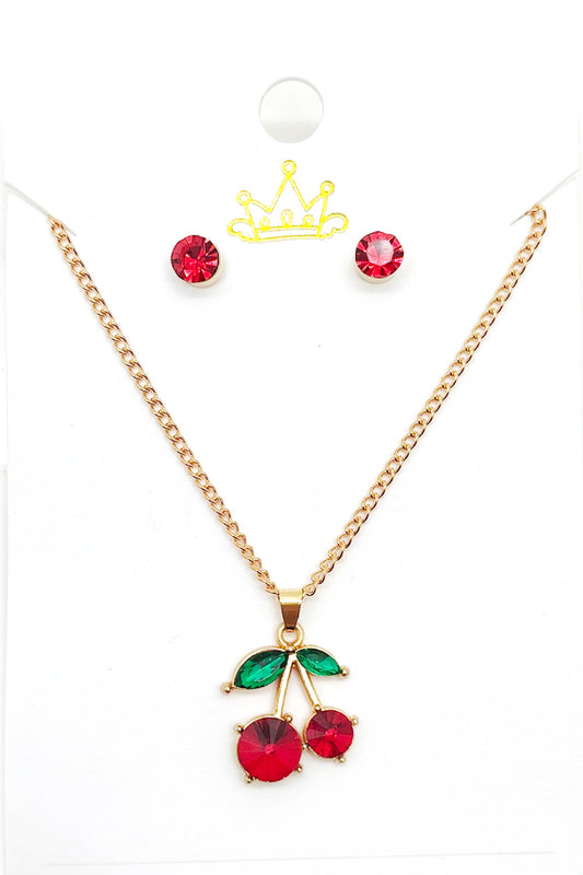 Cherry Design Pendant Necklace Set