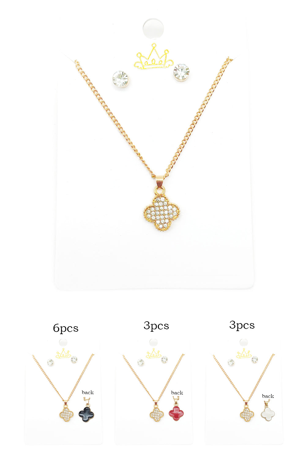 Clover Design Pendant With Earrings