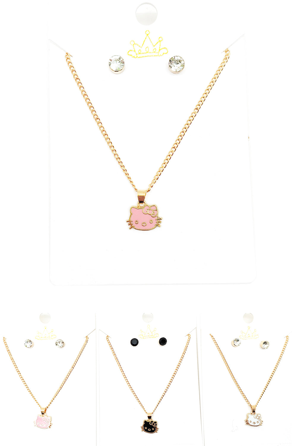 Cat Design Pendant Necklace Set