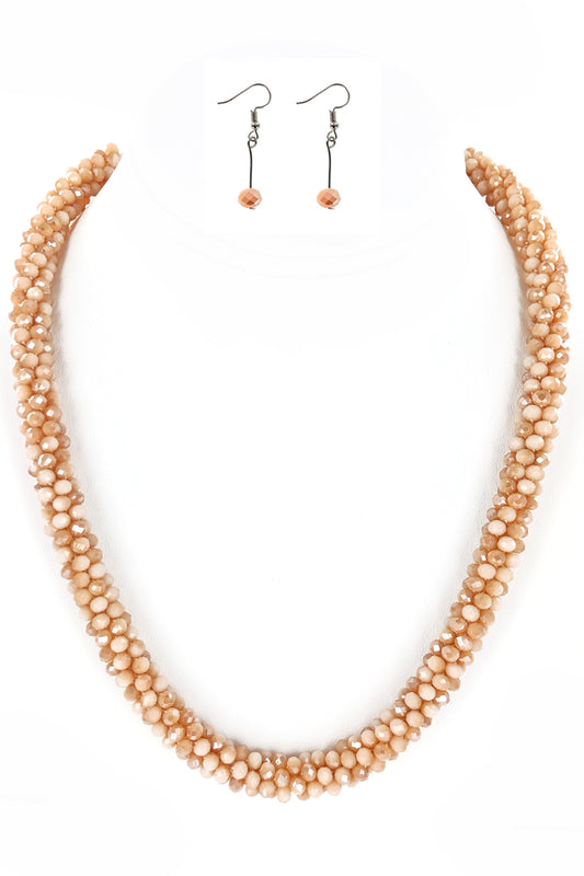 Beige Beaded Necklace Set