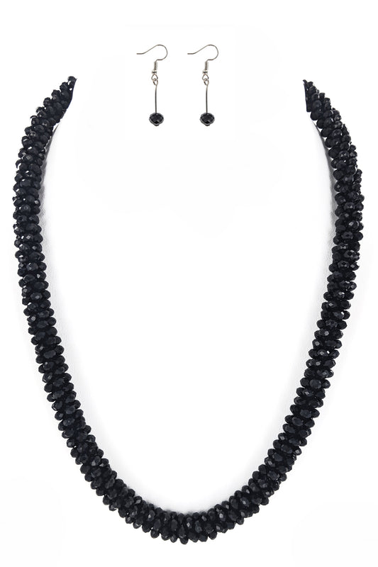Black Beaded Necklace Set