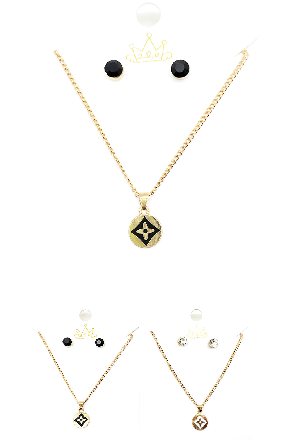 Clover Design Pendant Necklace Set