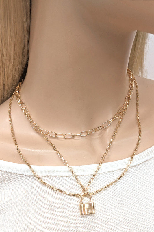 Gold Layered Lock Necklace