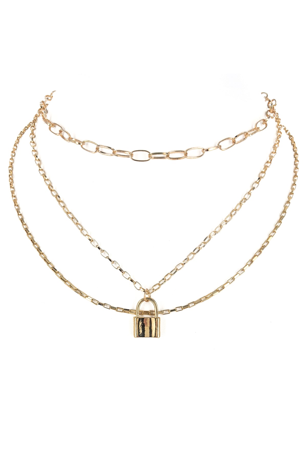 Gold Layered Lock Necklace