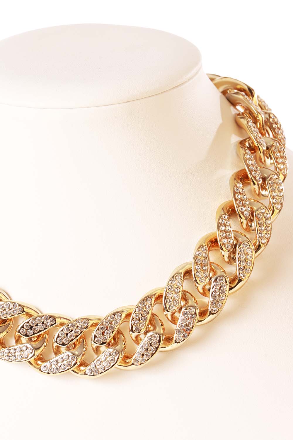 Gold Link Chain Rhinestone Necklace