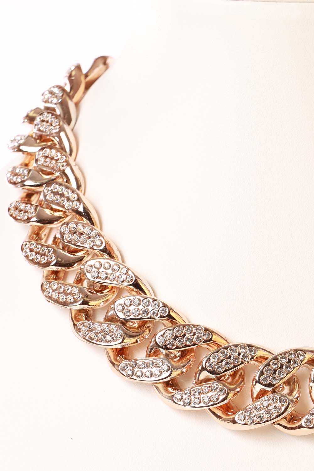 Rose Gold Link Chain Rhinestone Necklace