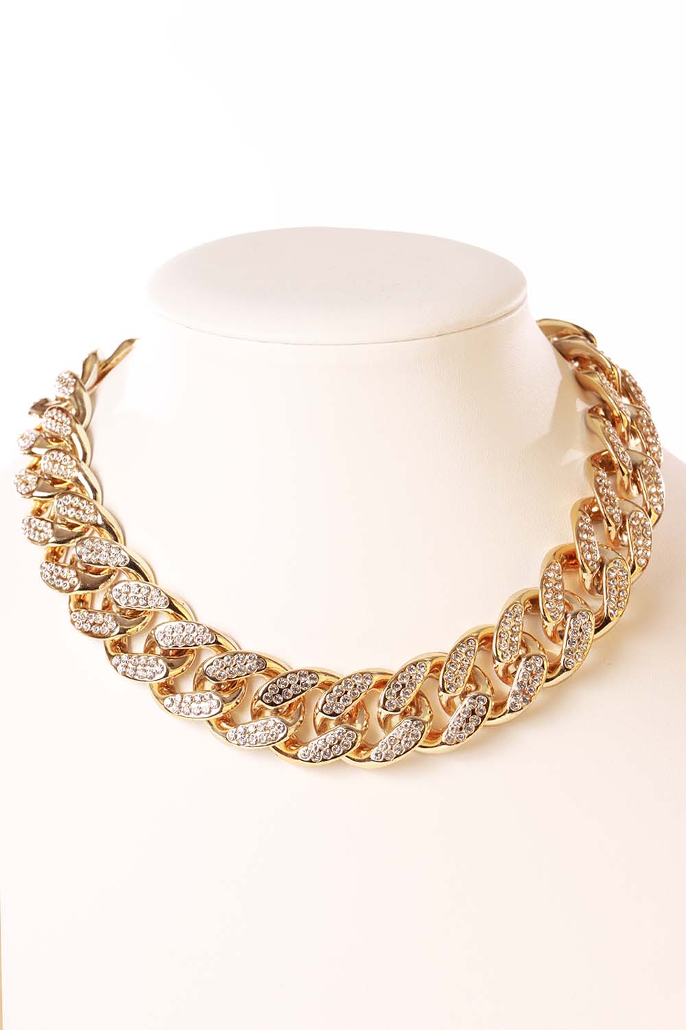 Gold Link Chain Rhinestone Necklace