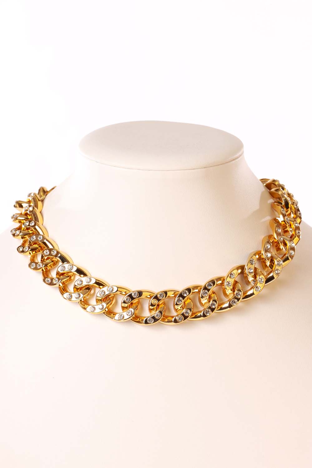 Gold Link Rhinestone Necklace