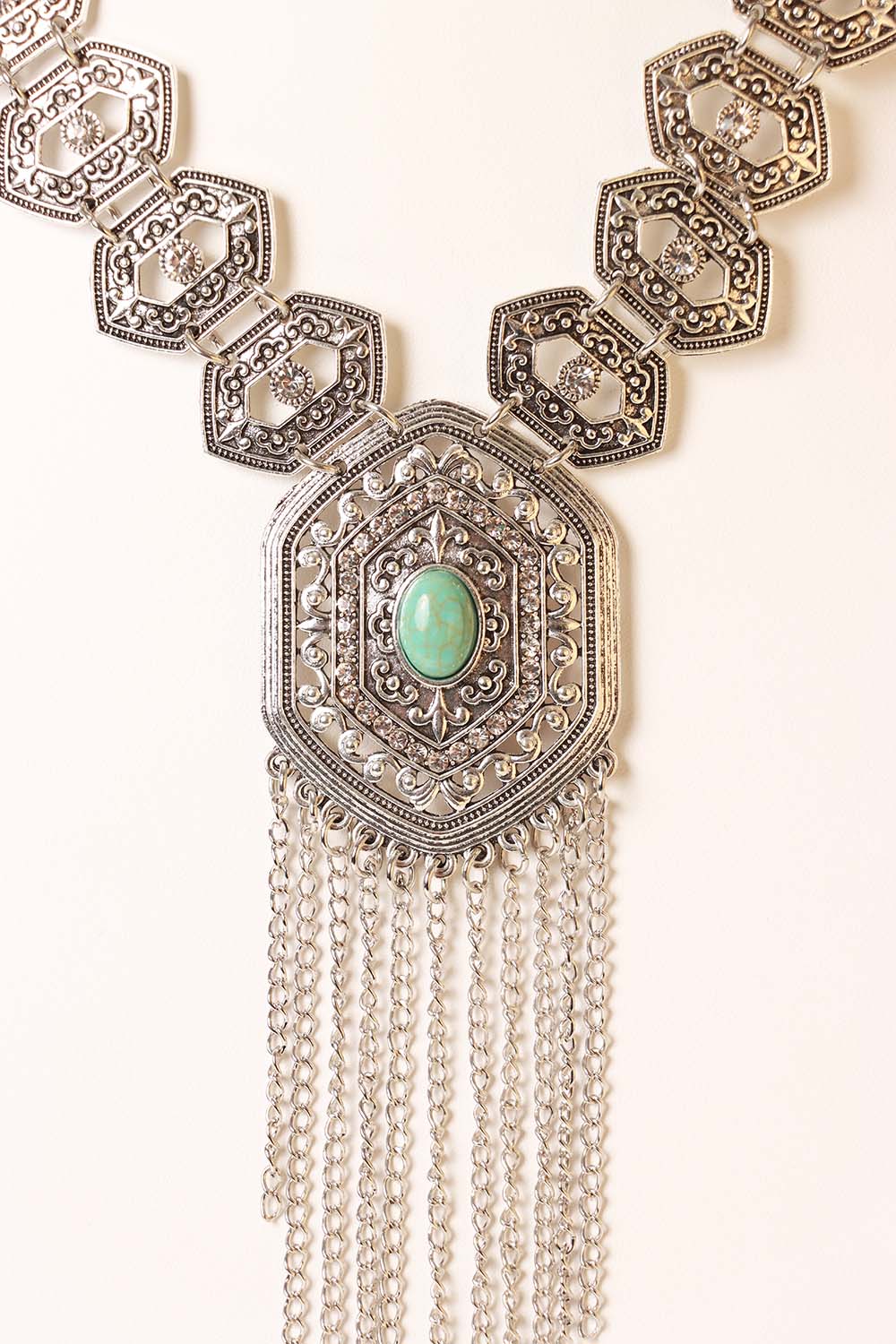 Turquoise Metal Statement Necklace