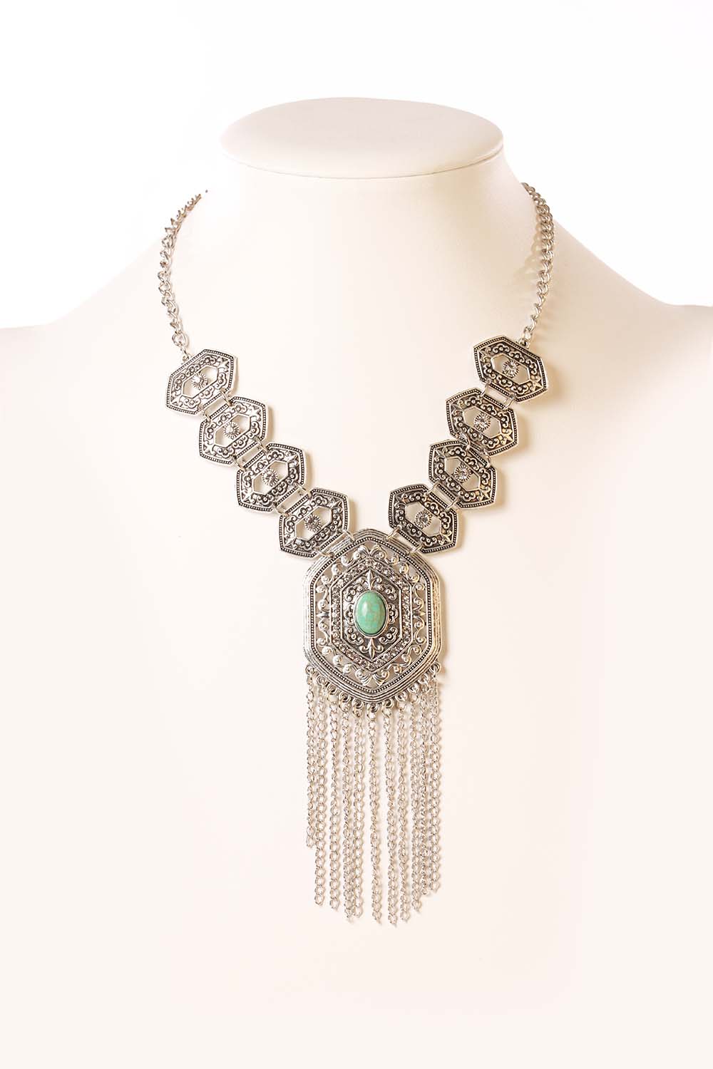 Turquoise Metal Statement Necklace