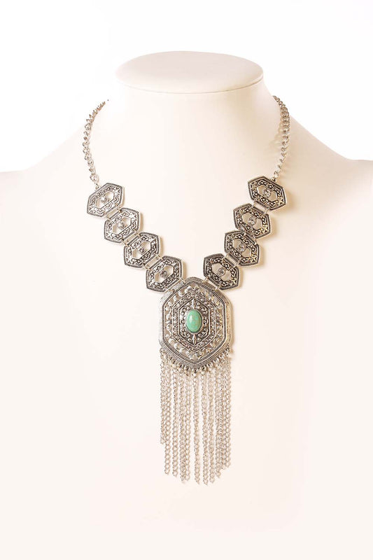 Turquoise Metal Statement Necklace