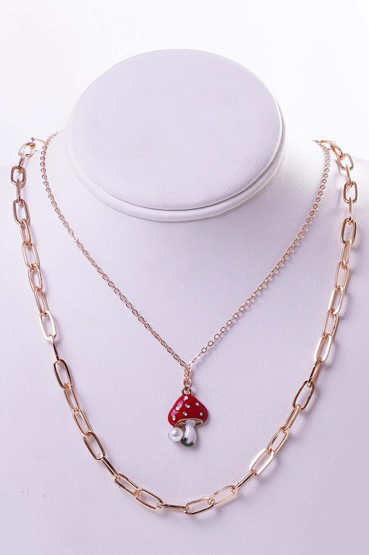 Red Mushroom Two Layered Necklace
