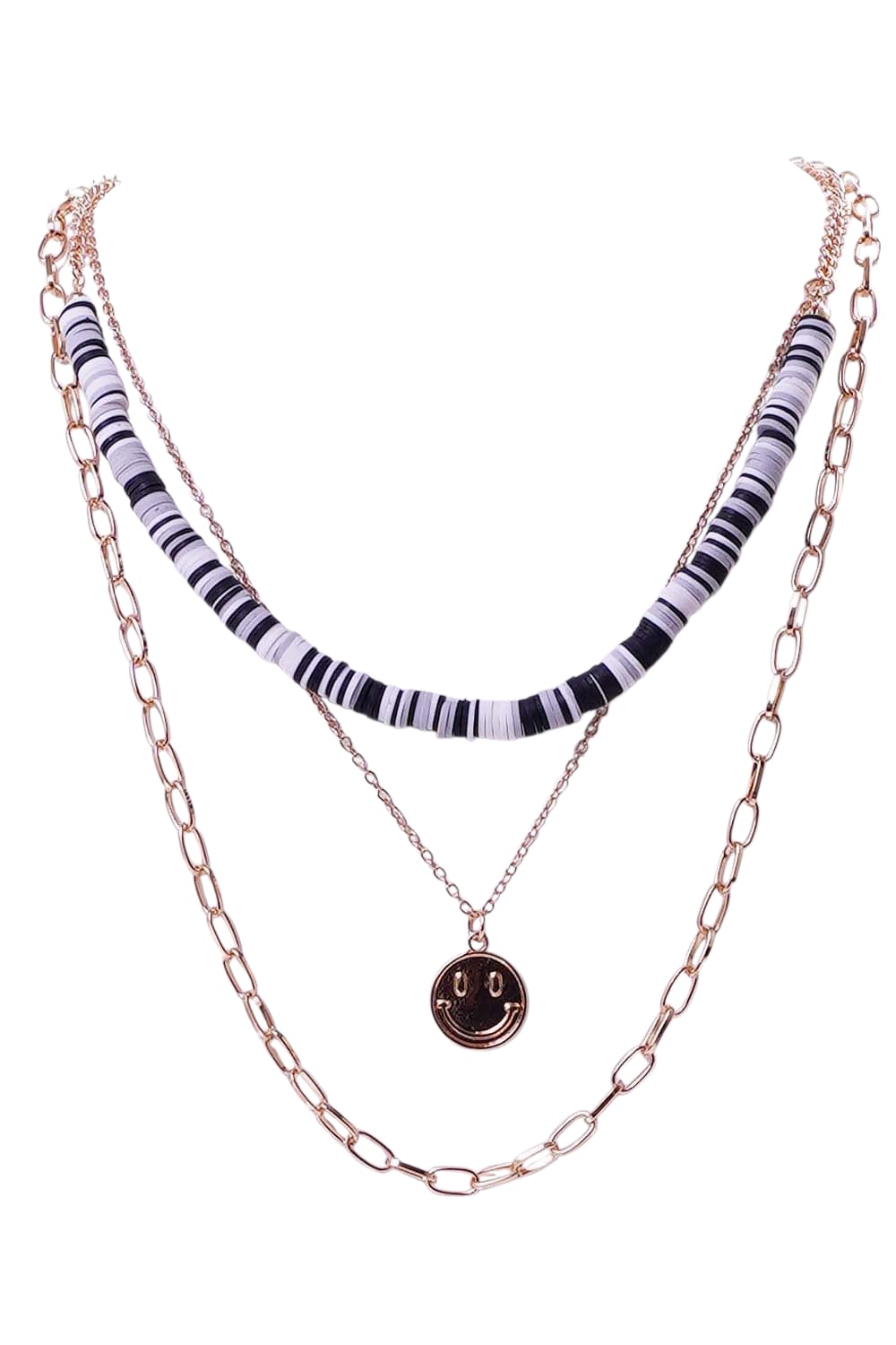 Happy Face Three Layered Necklace