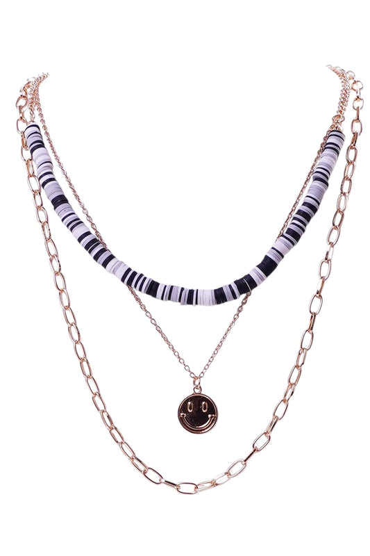 Happy Face Three Layered Necklace