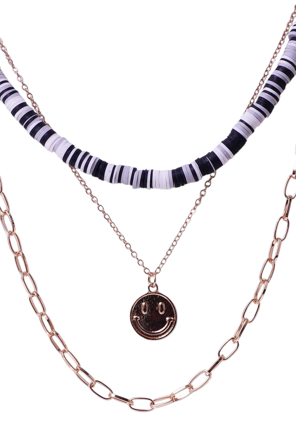 Happy Face Three Layered Necklace
