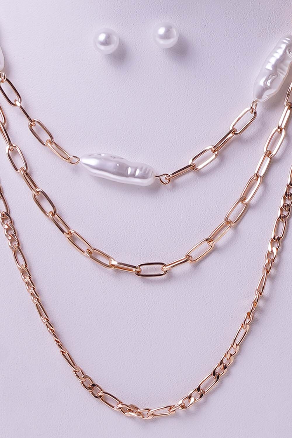 Pear Three Layered Necklace Set