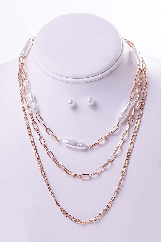 Pear Three Layered Necklace Set