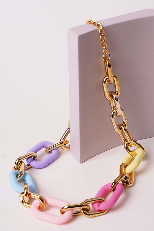 Multi Color Chain Link Necklace