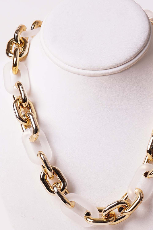 Gold-Clear Link Chain Necklace