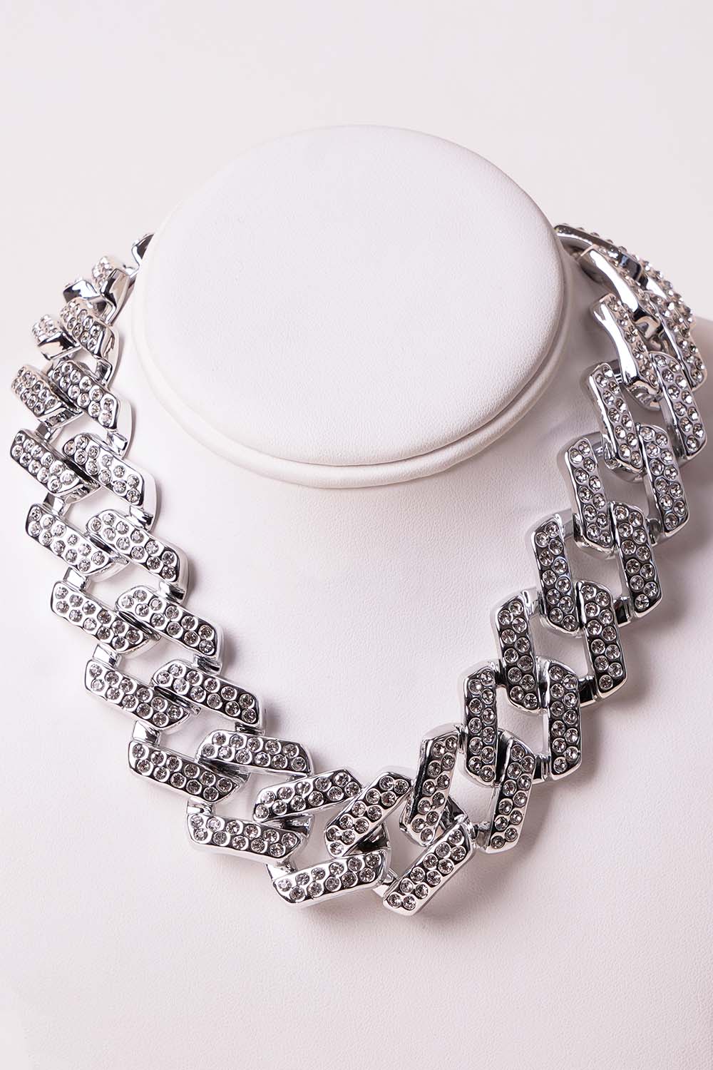 Silver Link Chain Rhinestone Necklace