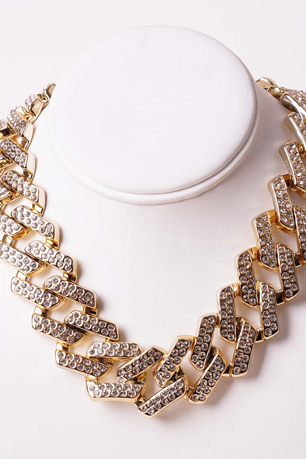 Gold Link Chain Rhinestone Necklace