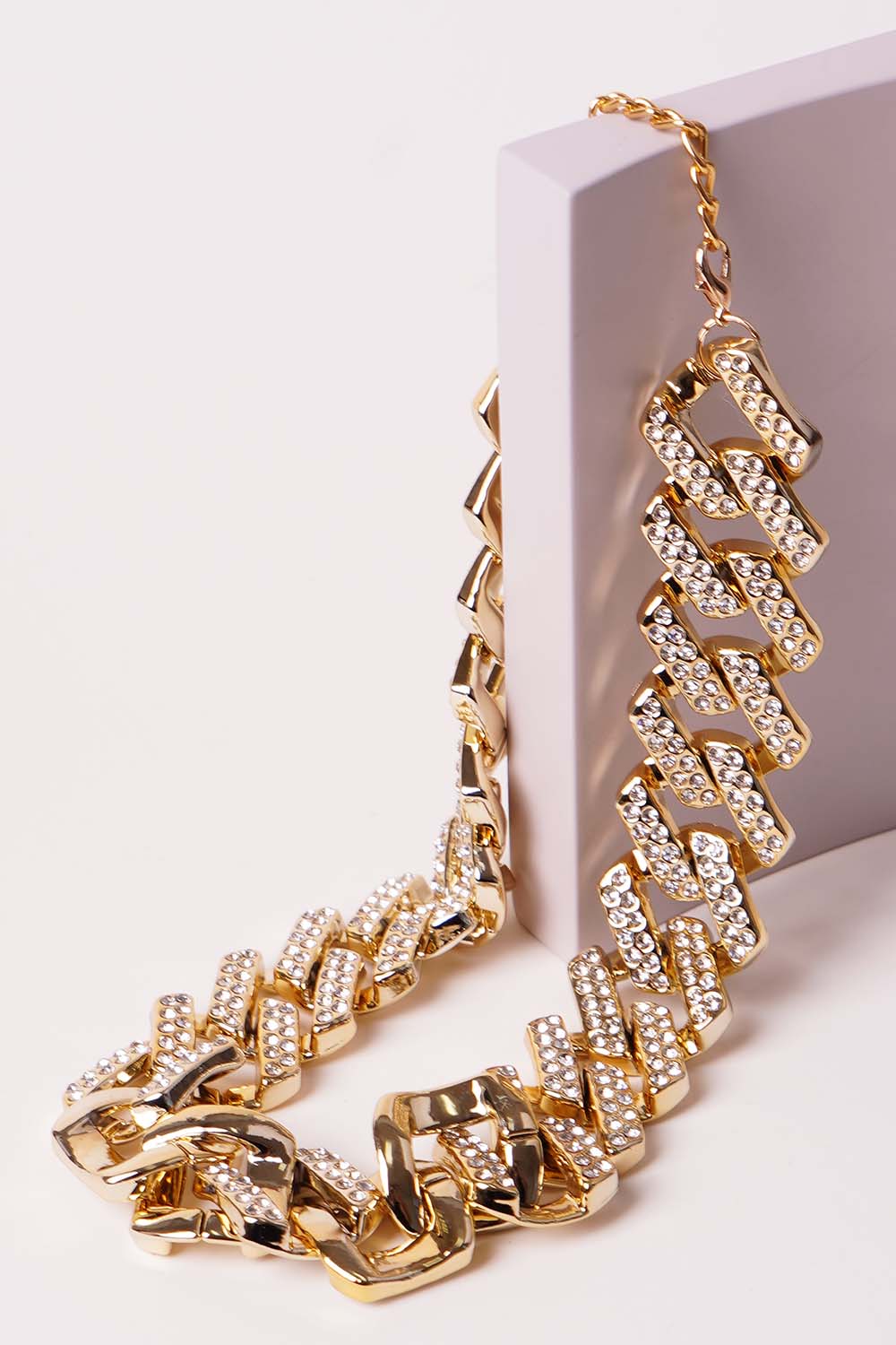 Gold Link Chain Rhinestone Necklace
