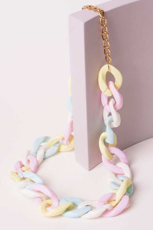 Multi-Color Pastel Chain Necklace