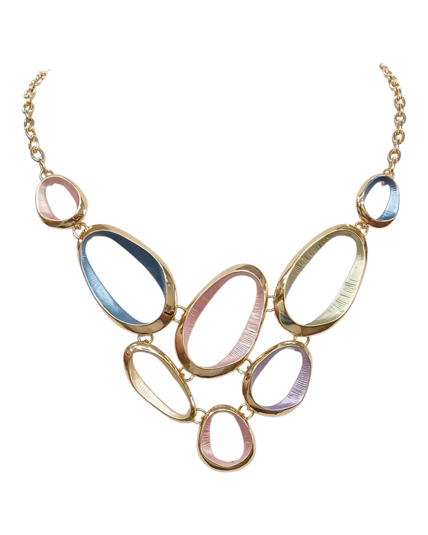 Gold Multi Metal Statement Necklace Set