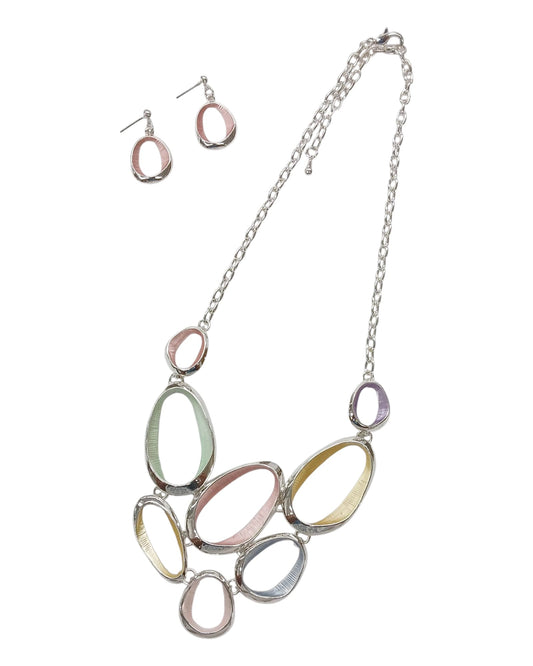 Multi-Color Metal Statement Necklace Set