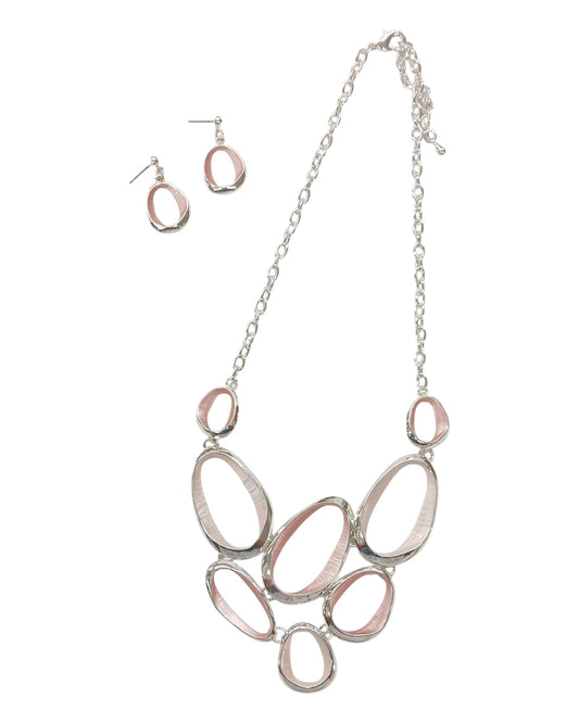 Pink Metal Statement Necklace Set