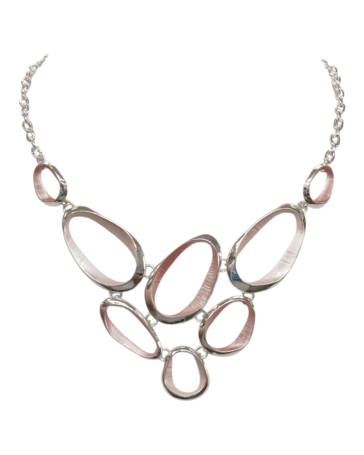 Pink Metal Statement Necklace Set