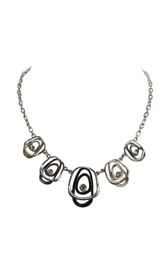 Black Abstract Ovals Metal Necklace Set