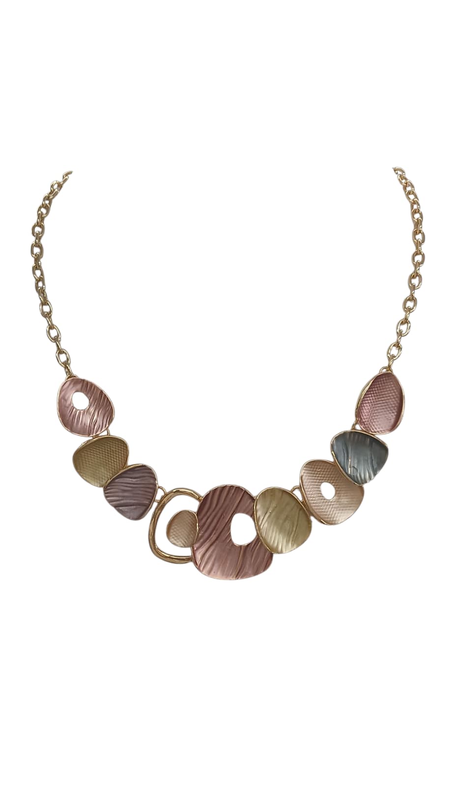 Gold-Multi Abstract Metal Necklace Set