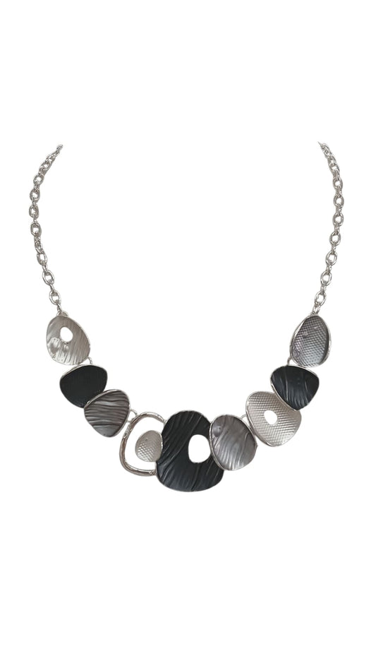 Black Abstract Metal Necklace Set