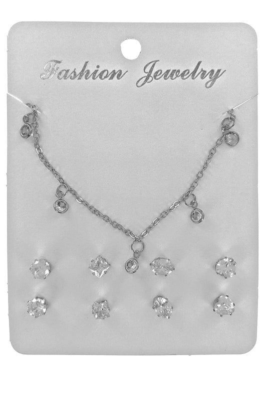 Cubic Zirconia Silver Necklace set