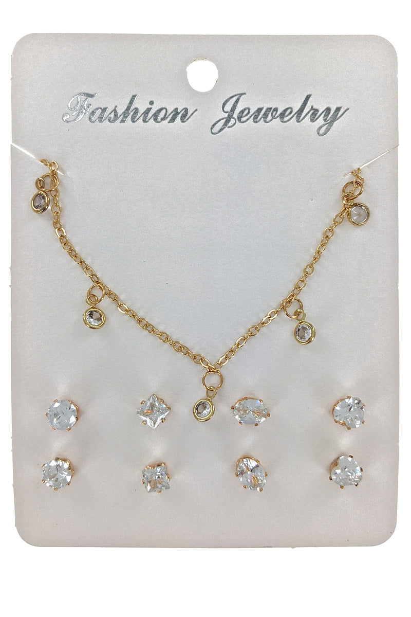 Cubic zirconia Gold Necklace Set