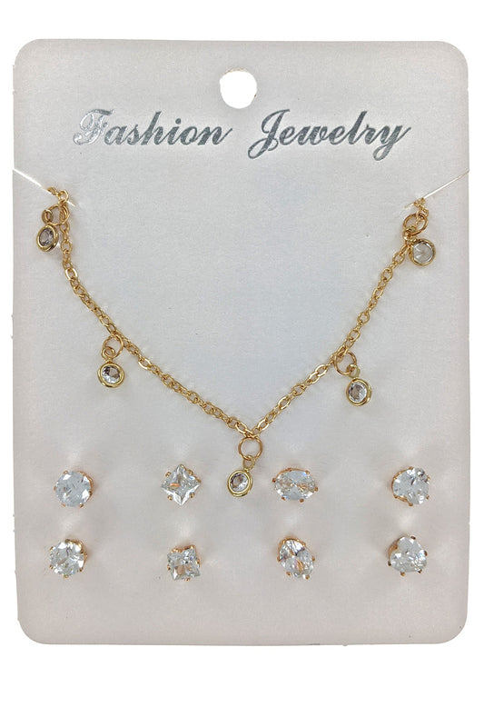 Cubic zirconia Gold Necklace Set