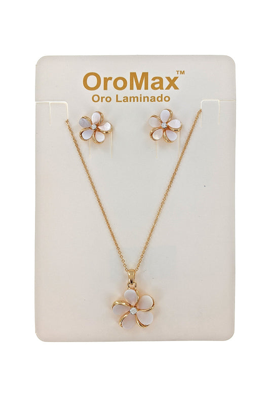 Flower Gold Dipped Necklace Set