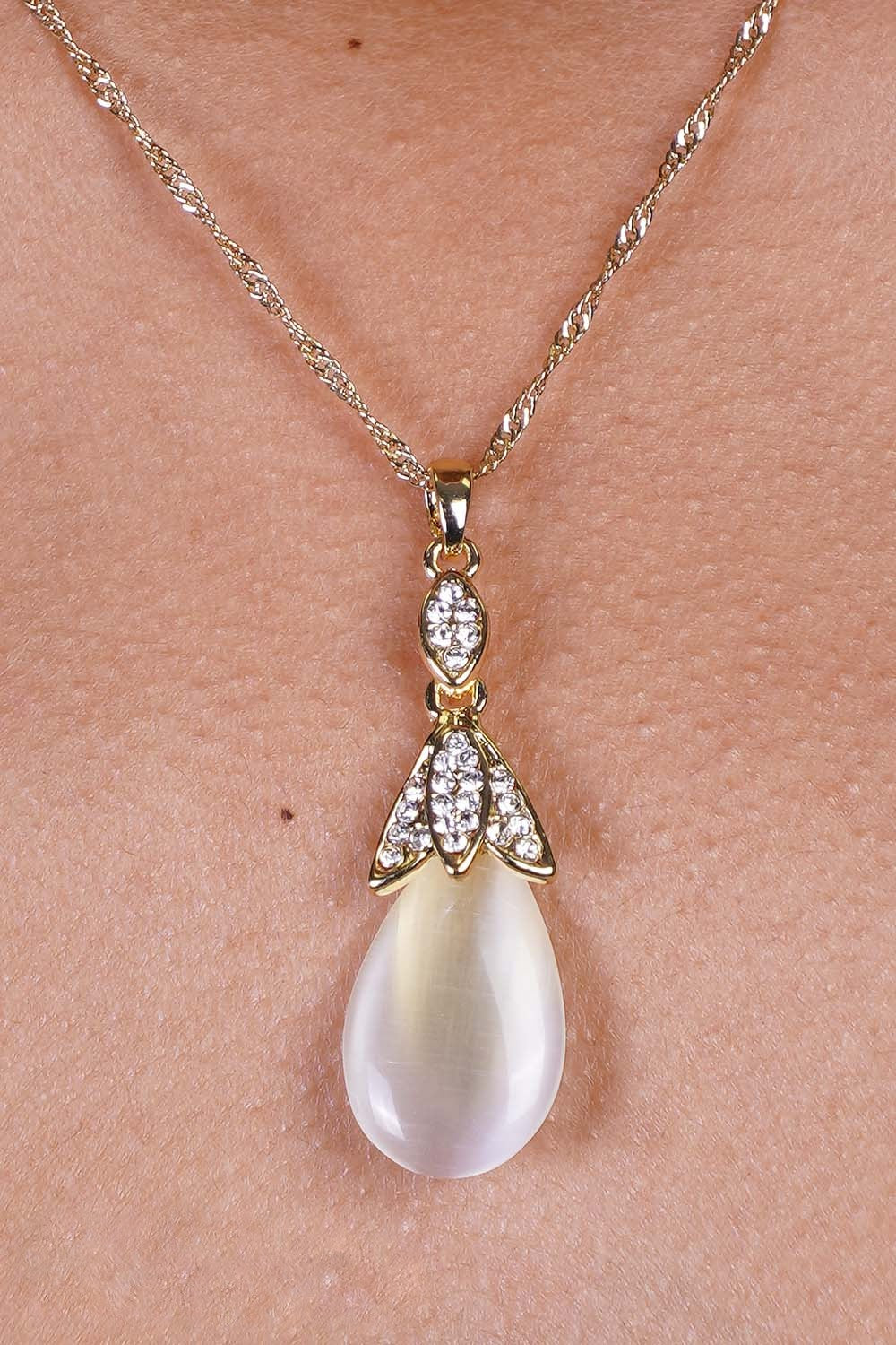 Teardrop Opal Gold Dipped Necklace Set
