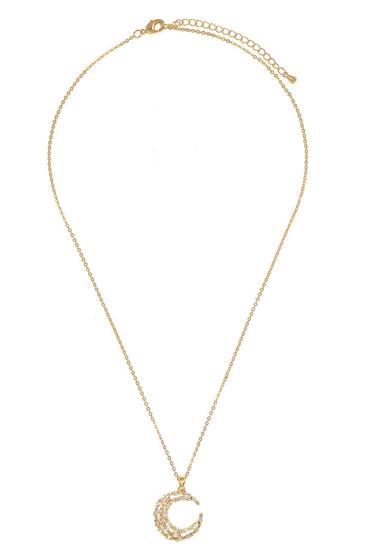 Moon Gold Dipped Pendant  Necklace