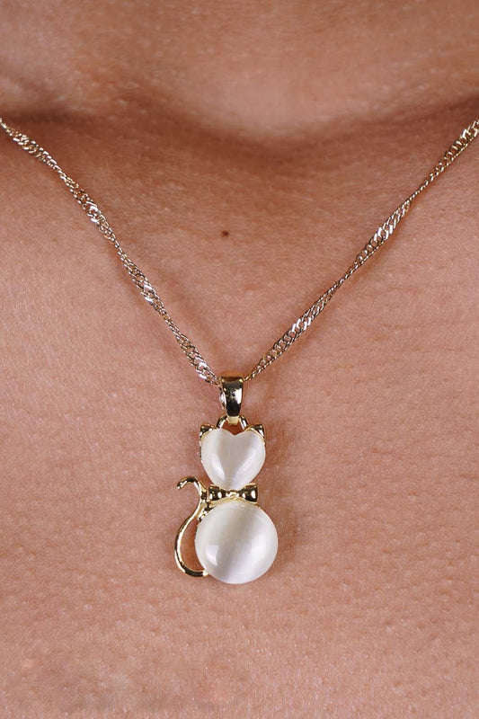 Opal Cat Gold Dipped Necklace Set