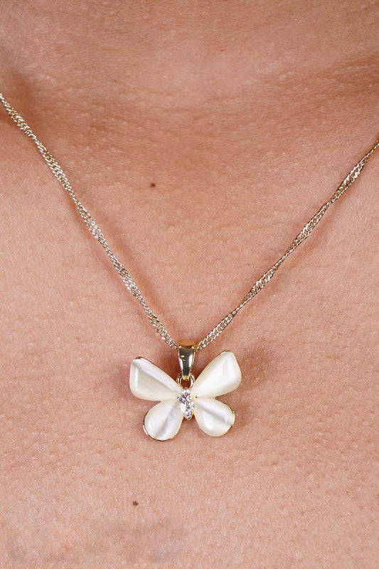 Opal Butterfly Gold Dipped Necklace Set