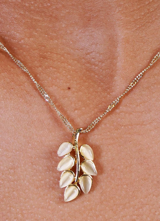 Opal Leaf Gold Dipped Necklace Set