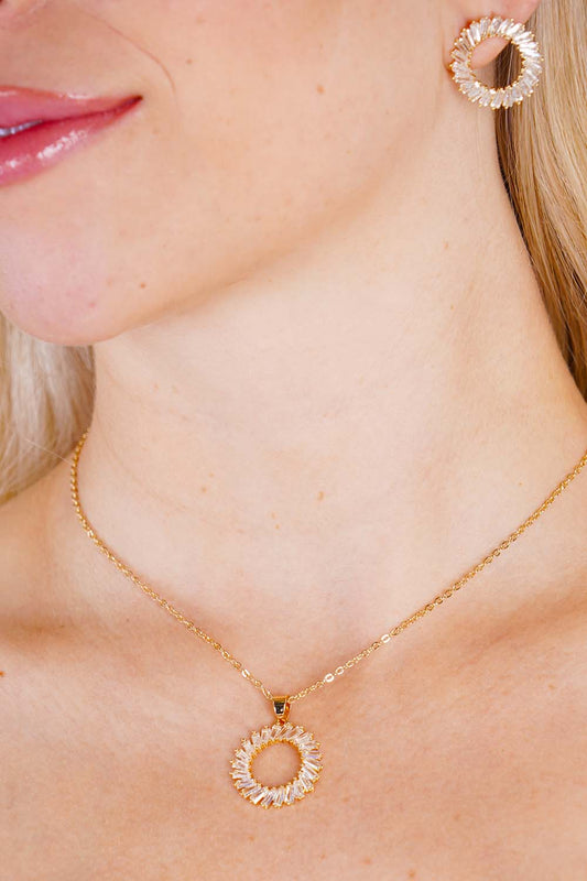 Cubic Zirconia Gold Dipped Necklace Set