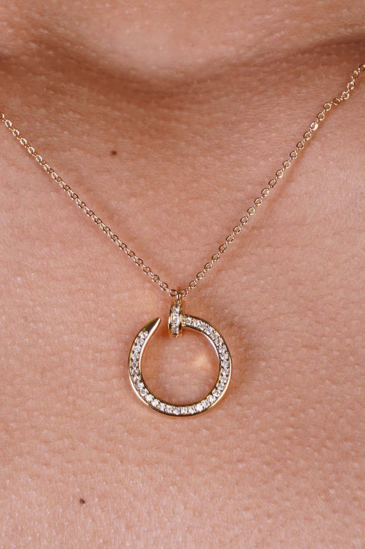 Round Gold Dipped Pendant Necklace