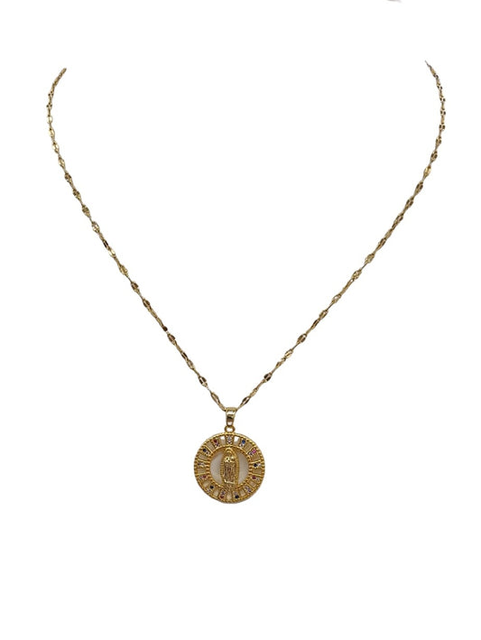 Multi-color Gold Dipped Religious Pendant Necklace