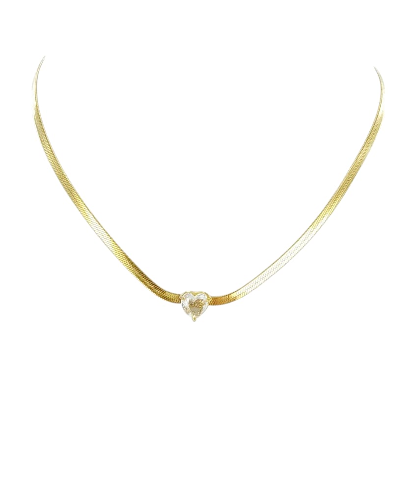 Gold Stainless Steel Heart pendant Necklace