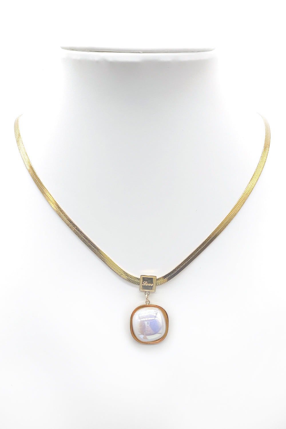 Stainless Steel Pearl Pendant Necklace