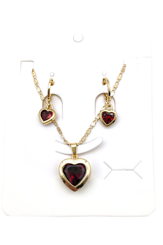 Heart Design Pendant Necklace Set